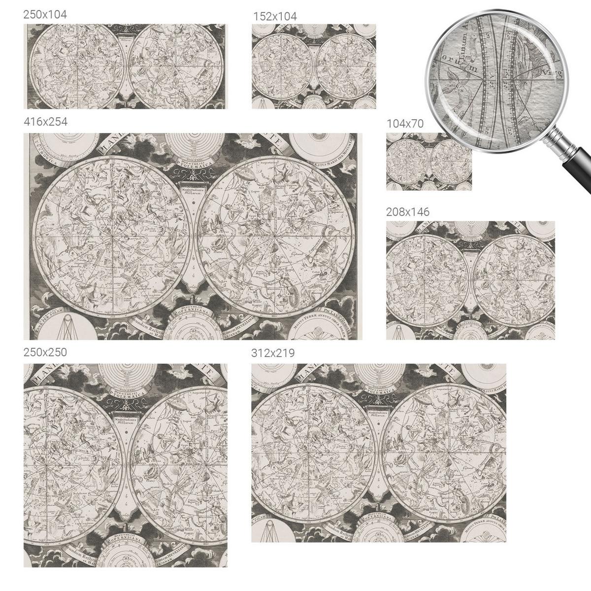FOTOTAPETE 250x104 cm - Sternenkarte - Schwarz, Textil (250/104cm) - Wallfluent