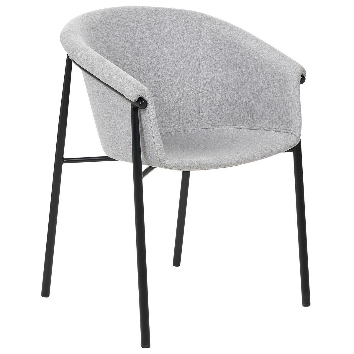 ESSZIMMERSTUHL 2er-Set Polyester Grau Ames - Grau, Textil/Metall (57/80/56cm) - Beliani