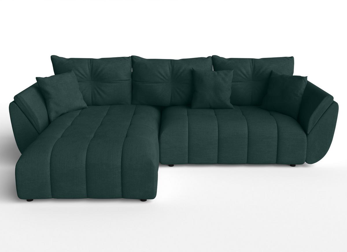 ECKSOFA L Form Verciani Grün 280/190/91 cm mit Schlaffunktion - Schwarz/Grün, Kunststoff/Textil (280/190cm) - AX Living
