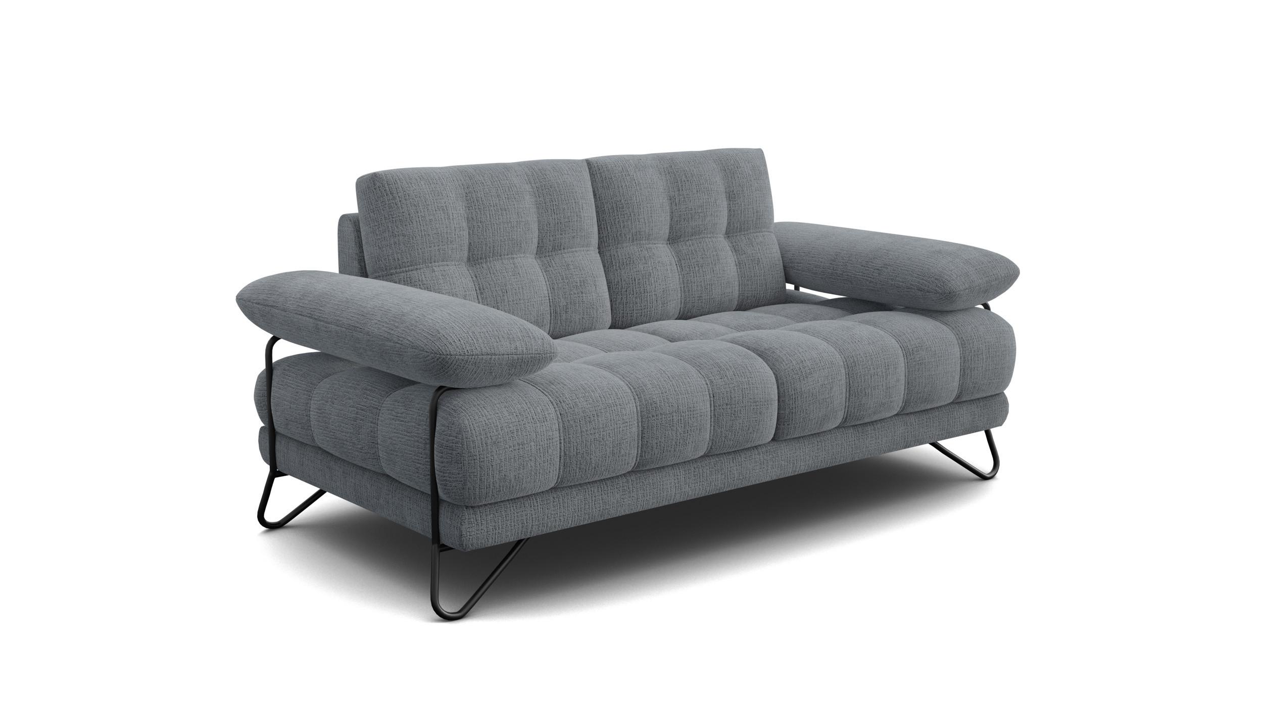SOFA BUBBARA 2-Sitzer, dunkelgrau - Dunkelgrau/Schwarz, Holz/Textil (185/87/96cm) - Wozimo