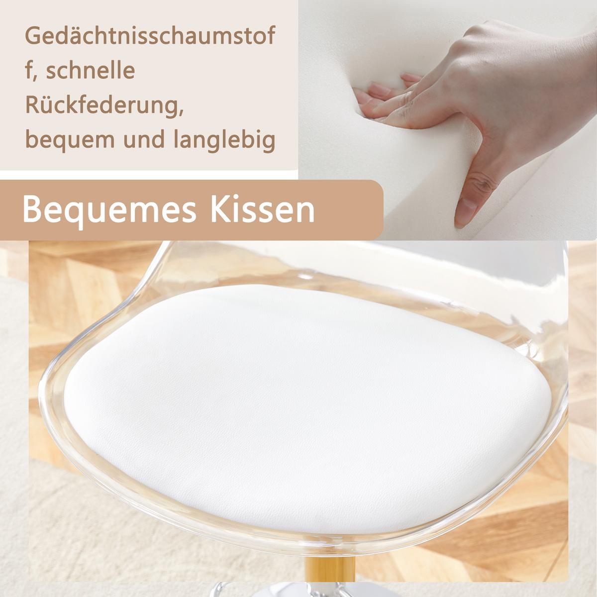 BARHOCKER 2er Set in Transparent & Gold 360° Drehung - Goldfarben, Kunststoff (46/120/53cm) - Urban Meuble