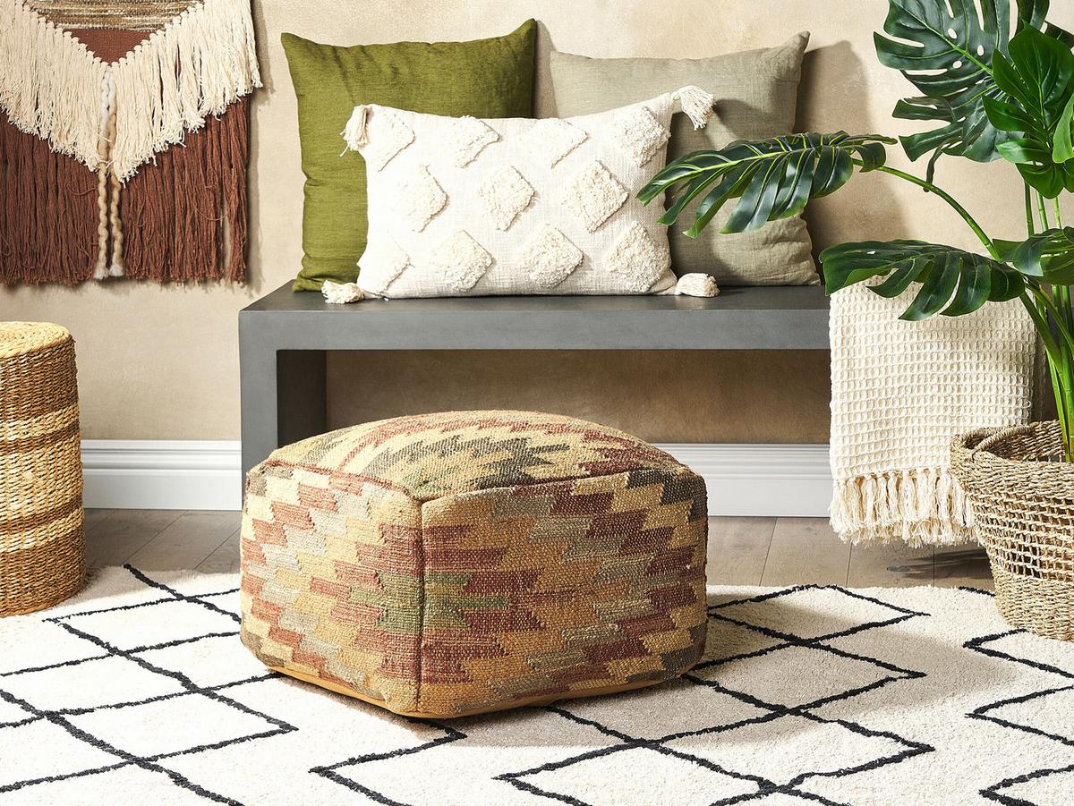 POUF Deepor 50/50/30 cm - Beige, Naturmaterialien (50/30/50cm) - Beliani
