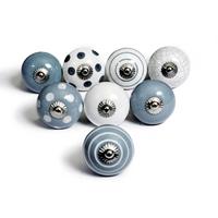 KERAMIKKNÖPFEN Set mit 8 in Weiß und Grau 40 mm Durchmesser. - Hellblau, Keramik (4/4/6.9cm) - Nacnic