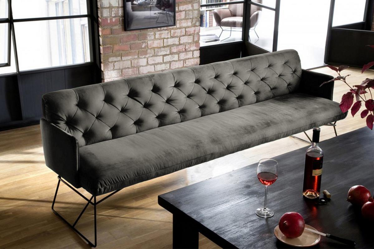 ESSZIMMERBANK CHARME Grau Velvet - Grau, Textil (246/85/68cm) - KAWOLA