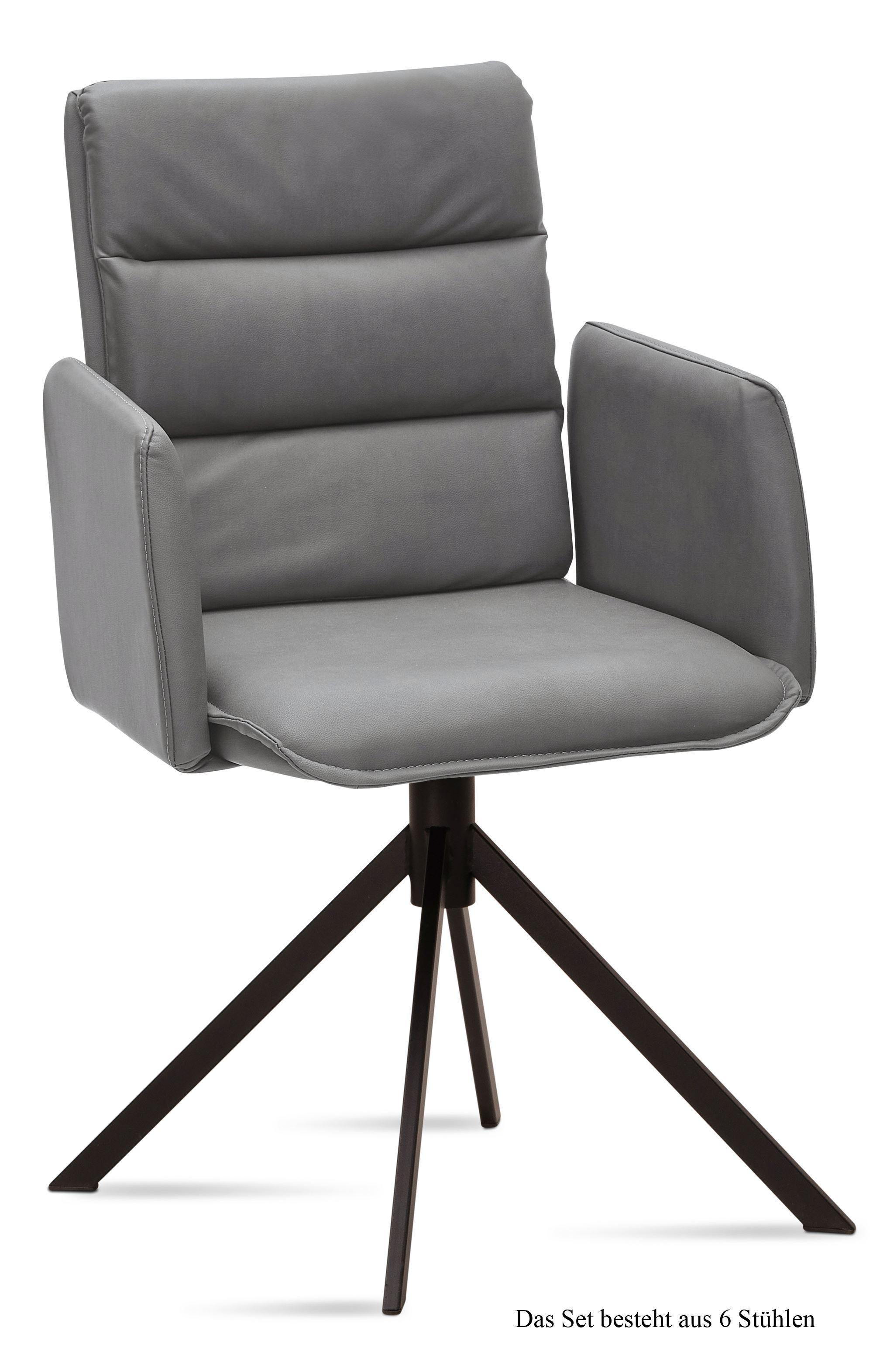 ARMLEHNSTUHL (6er-Set) Dulci 52x92x60 Schwarz/Grau - Schwarz/Grau, Kunststoff (60/92/52cm) - 58aufmkessel