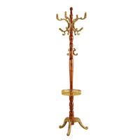 GARDEROBENSTÄNDER massivholz in holz- & gold-optik mit regenschirmhalter und mehrstöckigen haken - Eichefarben, Holz (50/195/50cm) - Urban Meuble