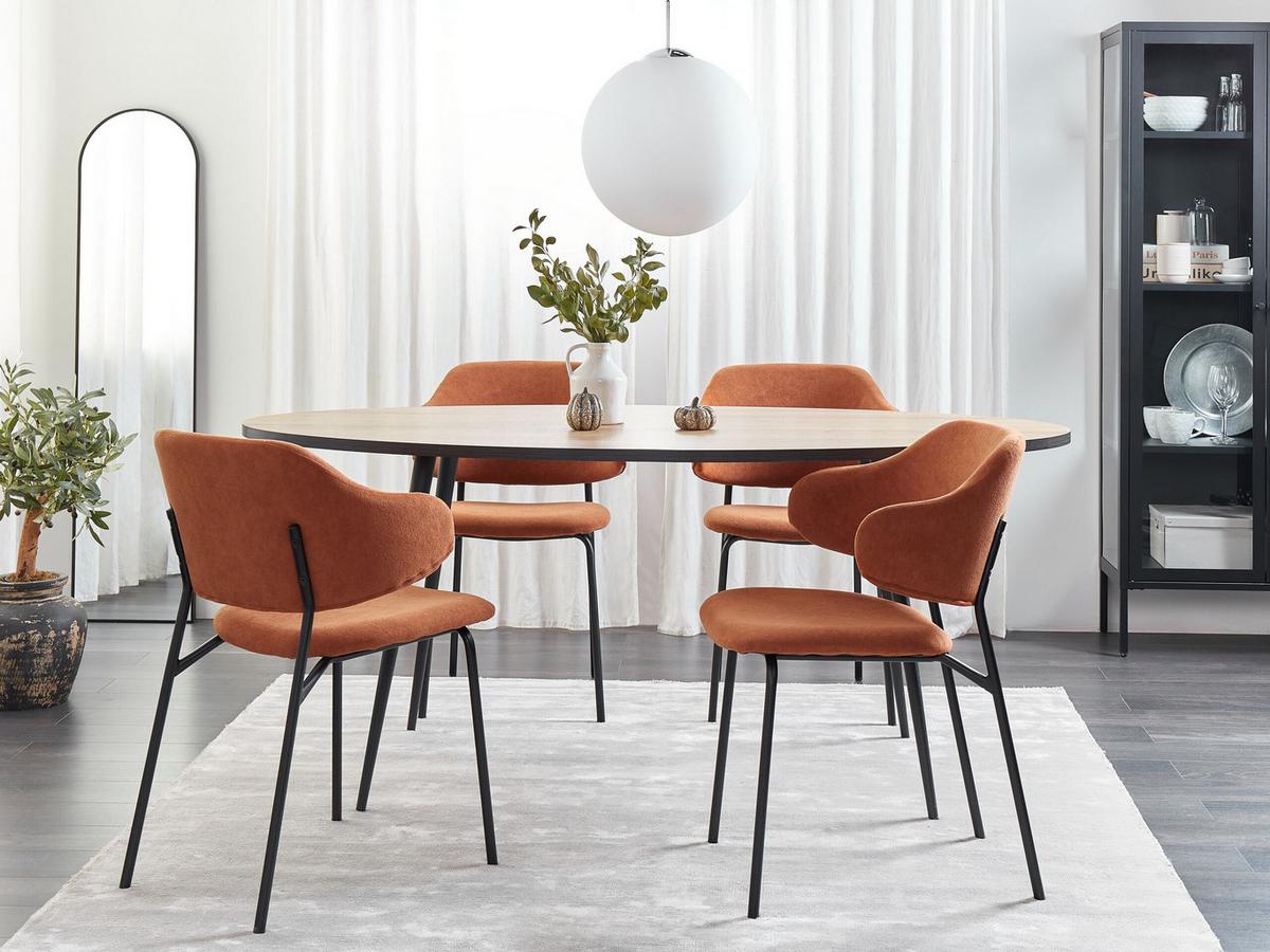 ESSZIMMERSTUHL 2er-Set Polsterbezug Orange Kenai - Orange, Textil/Metall (46/82/58cm) - Beliani