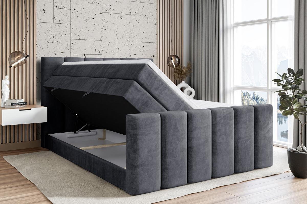 BOXSPRINGBETT BOXI1-Z KING - 140x200 - H3/H4 - Dunkelgrau - Dunkelgrau, Holzwerkstoff (140/200cm) - ALTDECOR