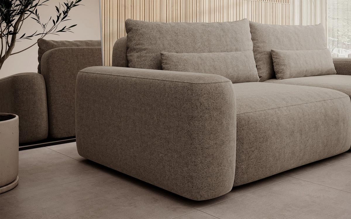 SCHLAFSOFA Carnos Hellbraun Chenille - Hellbraun/Schwarz, Kunststoff/Textil (257/82/105cm) - Selsey