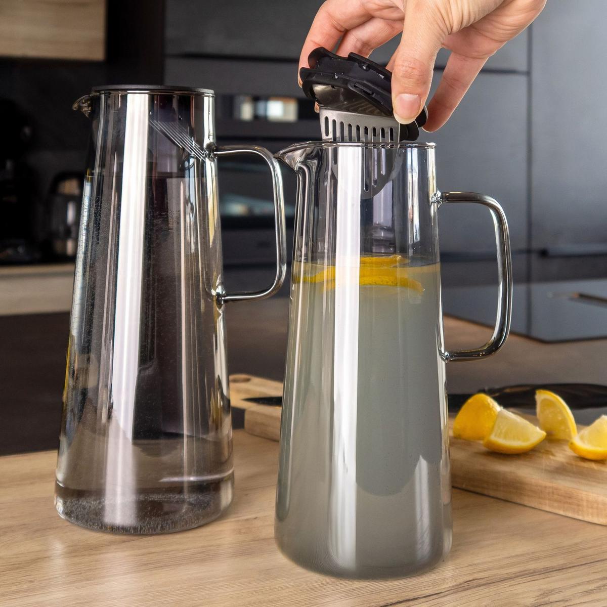 KARAFFE 1.4 Liter - Grau, Glas (1.7L) - Intirilife