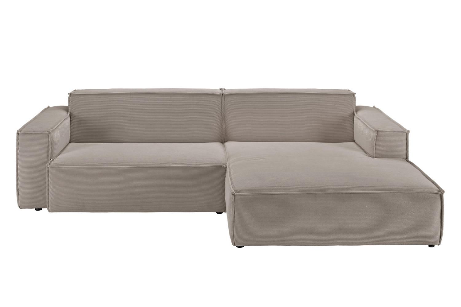 ECKSOFA SAMU Grau Cord - Schwarz/Grau, Textil (276/168cm) - KAWOLA