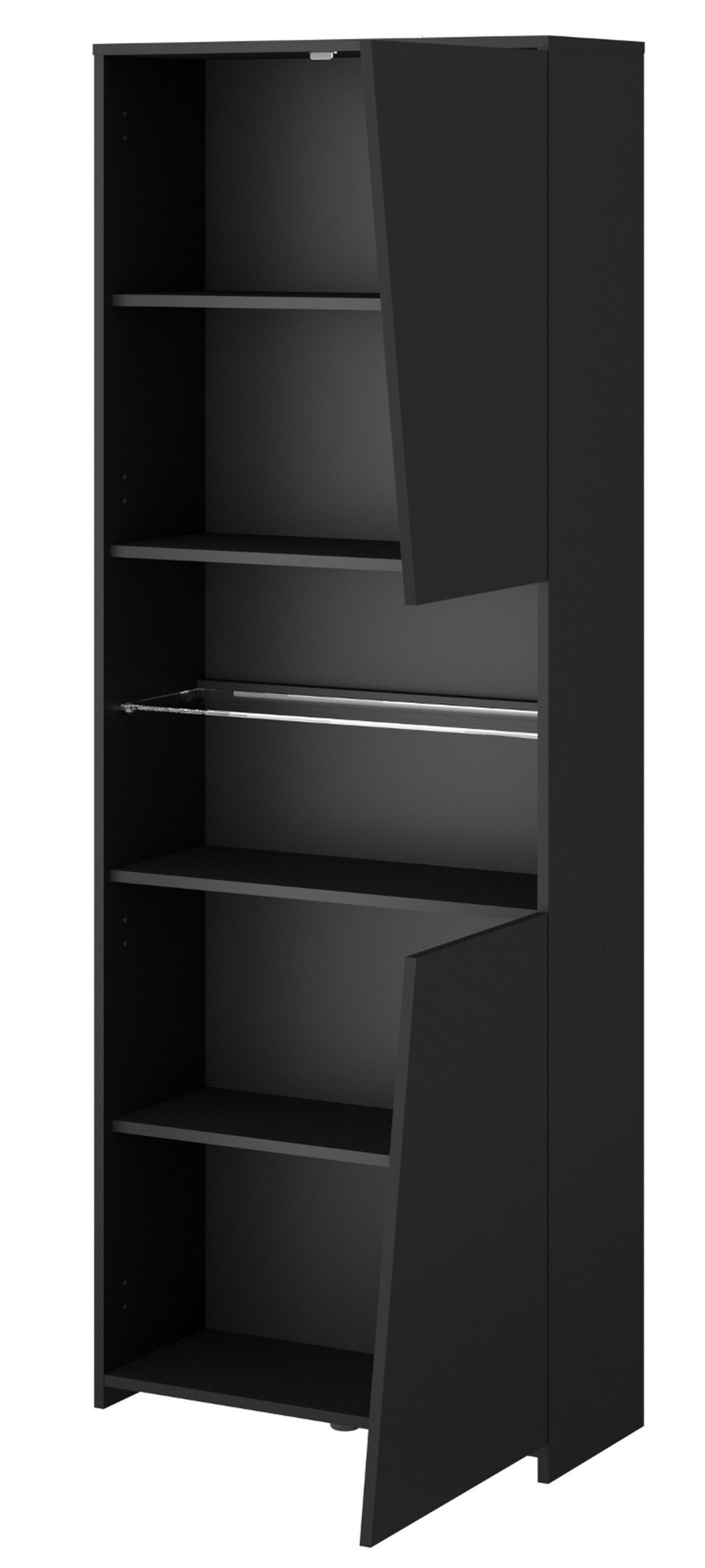 SCHREIBTISCHKOMBINATION schwarz, Eiche, Gamingtisch und Schrank inklusive LED-Beleuchtung - Eichefarben/Schwarz, Holzwerkstoff/Metall (62/286/180cm) - Parisot Meuble