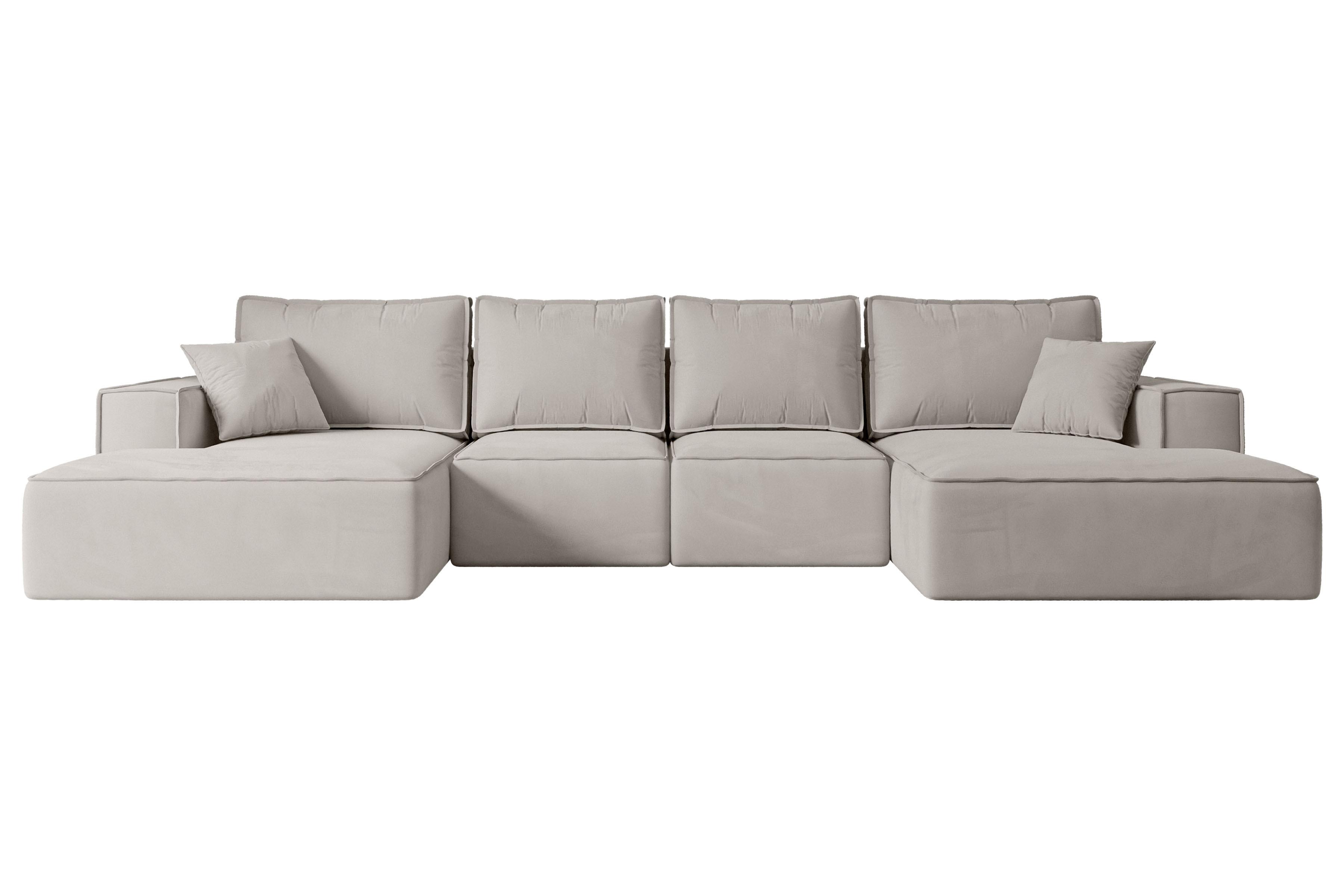 WOHNLANDSCHAFT mit Schlaffunktion und Bettkasten SIERRA-U-S - 349x161x87 cm Hellbraun Velours - Hellbraun/Schwarz, Holzwerkstoff/Kunststoff (349/87/161cm) - ALTDECOR