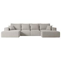 WOHNLANDSCHAFT mit Schlaffunktion und Bettkasten SIERRA-U-S - 349x161x87 cm Hellbraun Velours - Hellbraun/Schwarz, Holzwerkstoff/Kunststoff (349/87/161cm) - ALTDECOR