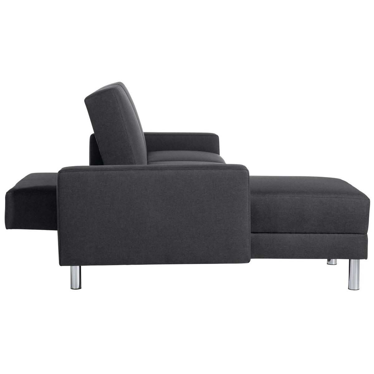 FUNKTIONSSOFA mit Hocker Katryna Flachgewebe graphit - Graphitfarben, Kunststoff (144/92/230cm) - 58aufmkessel