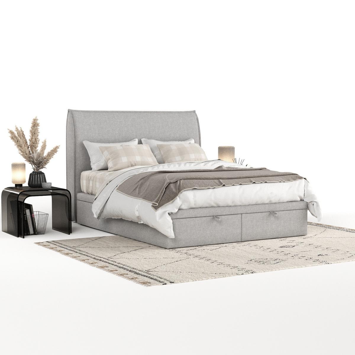 POLSTERBETT Tuvalu mit Stauraum 140/200 cm Grau im Megan Stoff - Schwarz/Grau, Holz/Holzwerkstoff (140/200cm) - AltaBeds