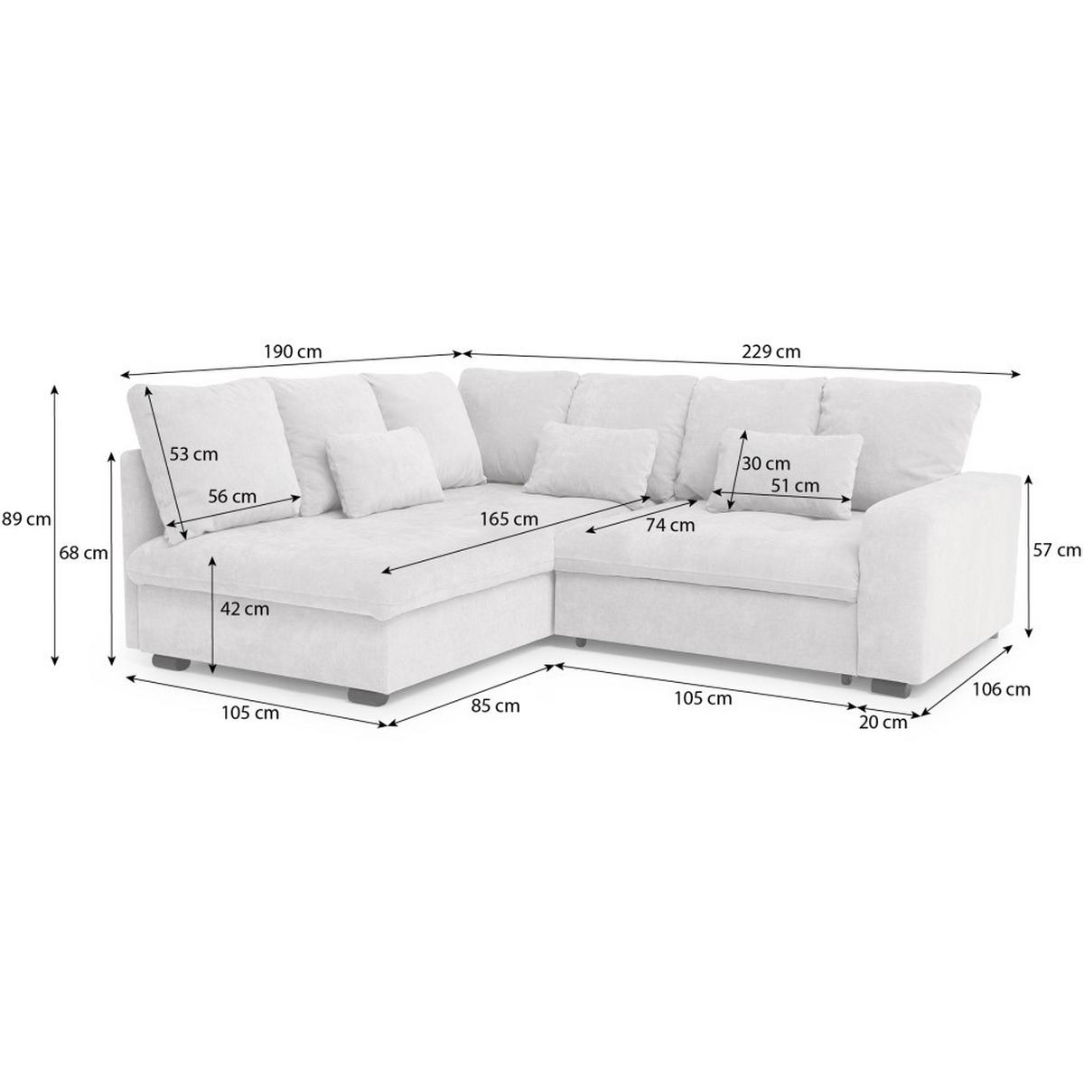 ECKSCHLAFSOFA Ramo mit Bettkasten, Topper gratis, Hellgrau, links - Hellgrau/Schwarz, Textil (190/229cm) - Beautysofa