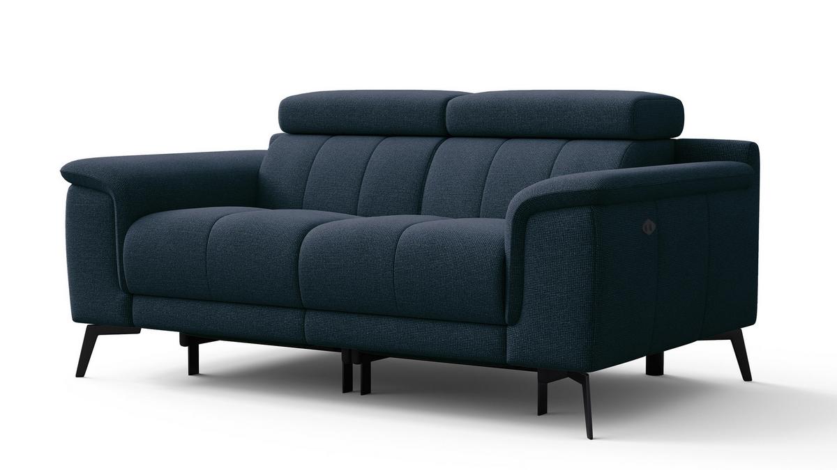 RELAXSOFA FIERO 2-Sitzer mit 2 Relaxfunktionen, dunkelblau - Schwarz/Dunkelblau, Holzwerkstoff/Textil (170/82/103cm) - Wozimo