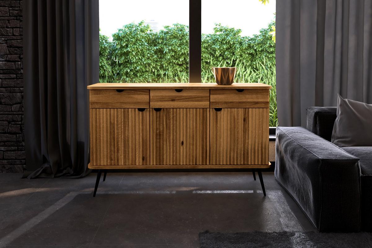 KOMMODE LINA - Wildeiche, Holz (144/87/46cm) - byoak