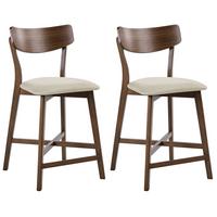 BARSTUHL 2er-Set Holz Braun/Beige Holly - Braun, Holz (49/93/54cm) - Beliani