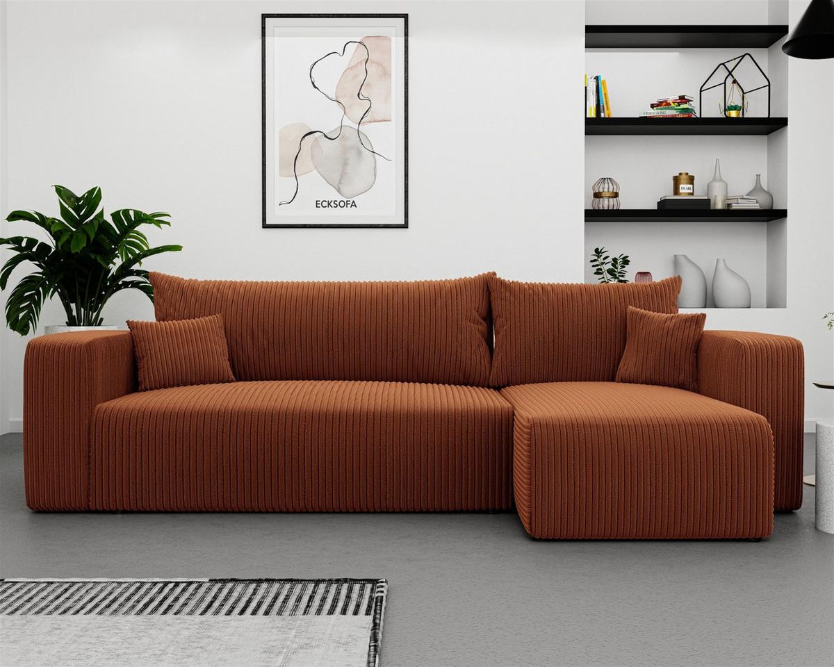 ECKSOFA Luna Mit Schlaffunktion - Rotbraun, Holzwerkstoff/Textil (145/248cm) - Fun Möbel