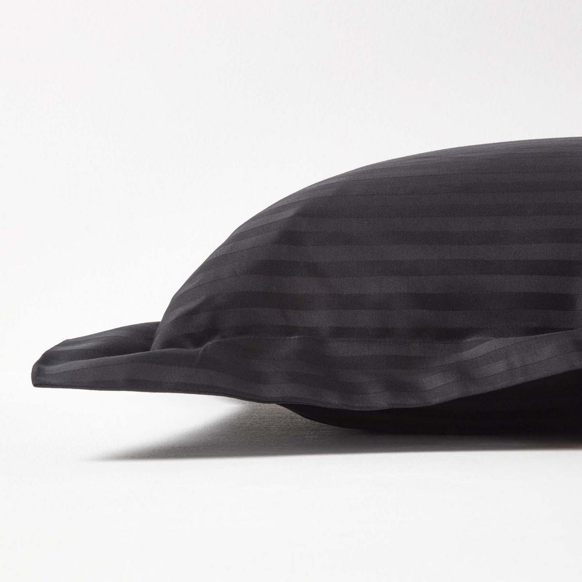 KISSENBEZUG Damast mit Stehsaum, Fadendichte 330 - Schwarz, Textil (50/90cm) - Homescapes