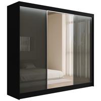 KLEIDERSCHRANK VESLI mit LED - 250 cm - Schwarz|Grau - Schwarz/Grau, Holzwerkstoff (250/215/61cm) - ALTDECOR