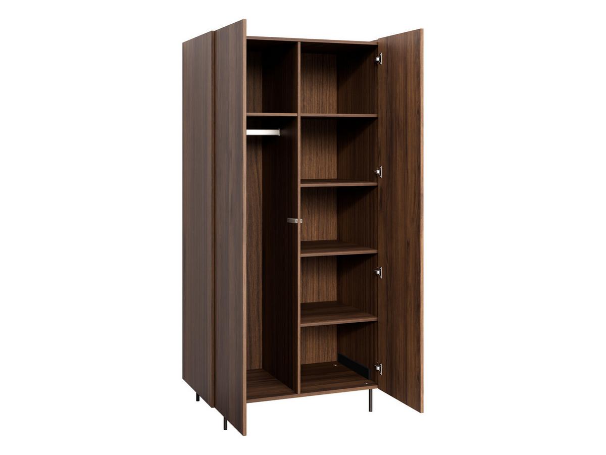 KLEIDERSCHRANK Tewos SZ90 - Nussbaumfarben/Schwarz, Holzwerkstoff/Metall (90/185/56cm) - MIRJAN24