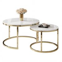 COUCHTISCH CIRI 2-in-1 CHROME gold - Goldfarben/Weiß, Holzwerkstoff (70/70/48cm) - Lookway