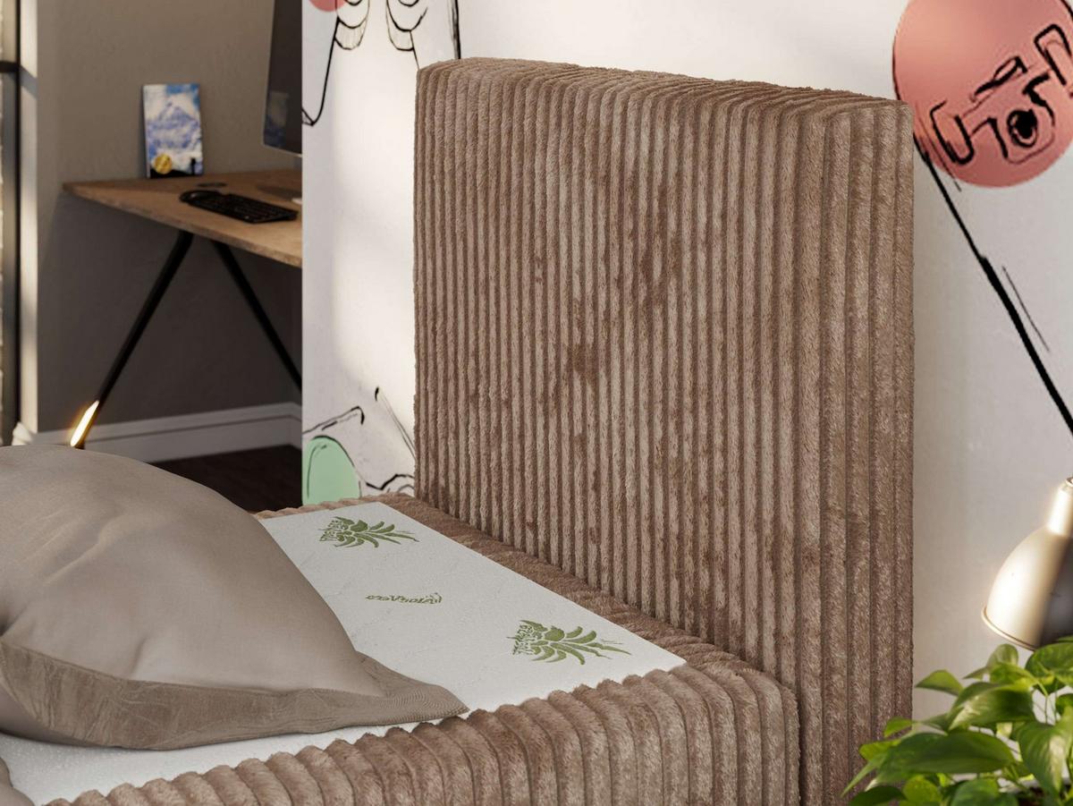JUGENDBETT TILIO DUO 90/200 - Braun Cord - H3 - Rechts Seite - Braun, Textil (90/200cm) - MKS