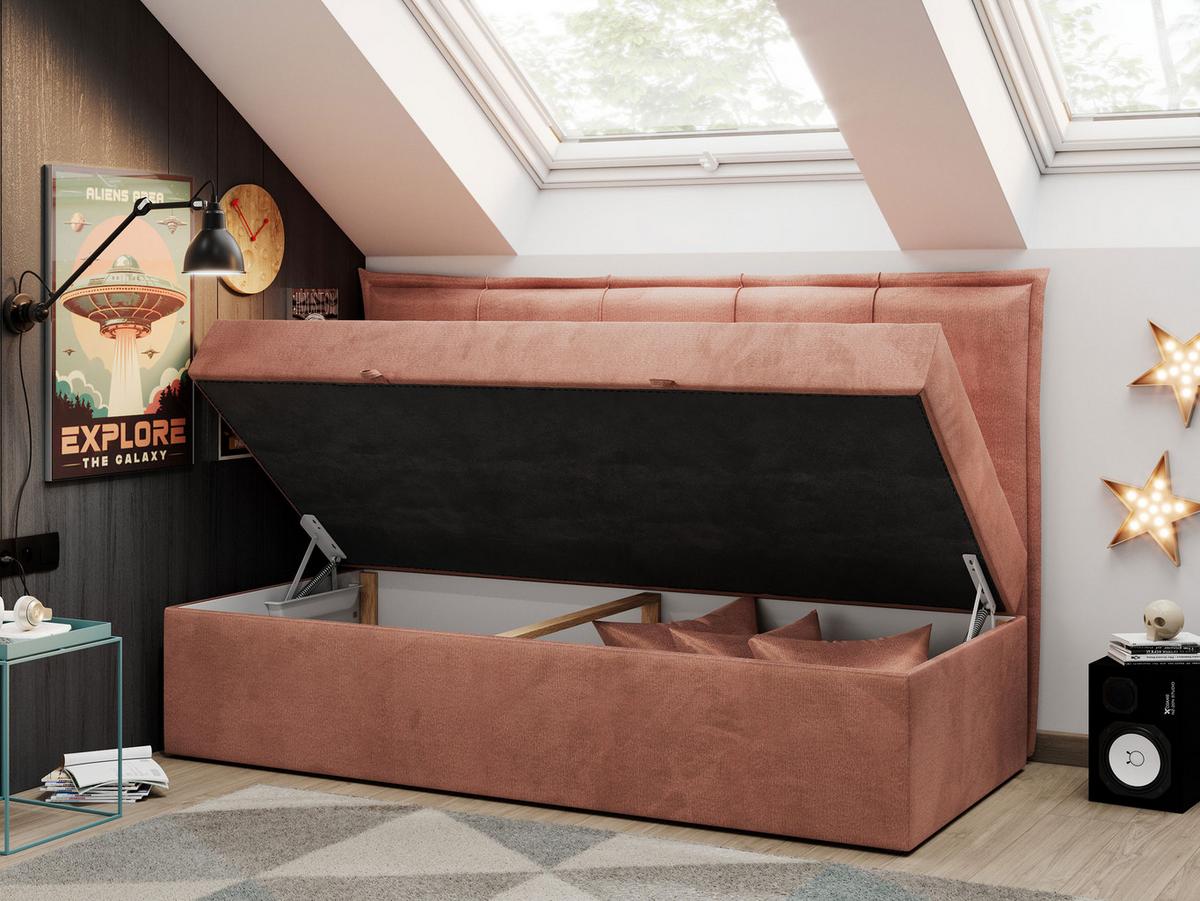 BOXBETT BANCO 90/200 Hellrosa Velvet hydrophob - H3 - Hellrosa, Holz/Textil (90/200cm) - MKS