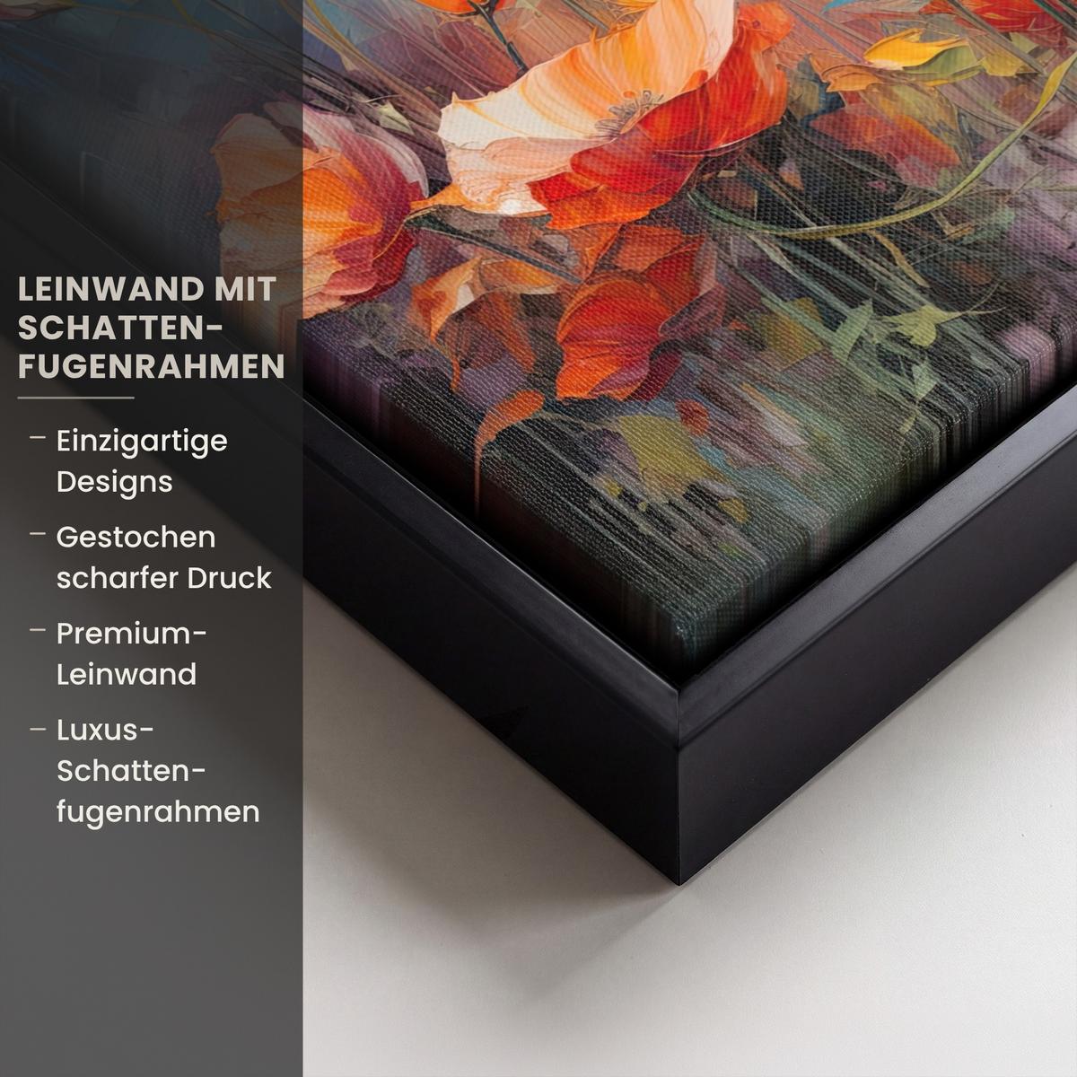 LEINWAND Bilder mit Rahmen - Blumen - Aquarell - Kunst - Botanisch - Natur - 30x20 - Orange, Textil (30/20cm) - MuchoWow