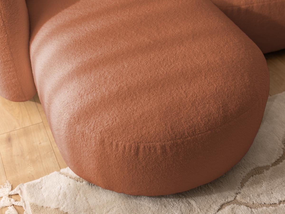 ECKSOFA Nuvola mit abgerundetem Design Terrakotta Bouclé-Stoff - Ottomane Links - Terracotta/Schwarz, Holz/Kunststoff (190/146cm) - S-Style Möbel