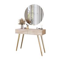SCHMINKTISCH SIENNA GLAMOUR KASCHMIR mit LED-Spiegel - Kaschmir/Goldfarben, Holzwerkstoff (100/81/42cm)