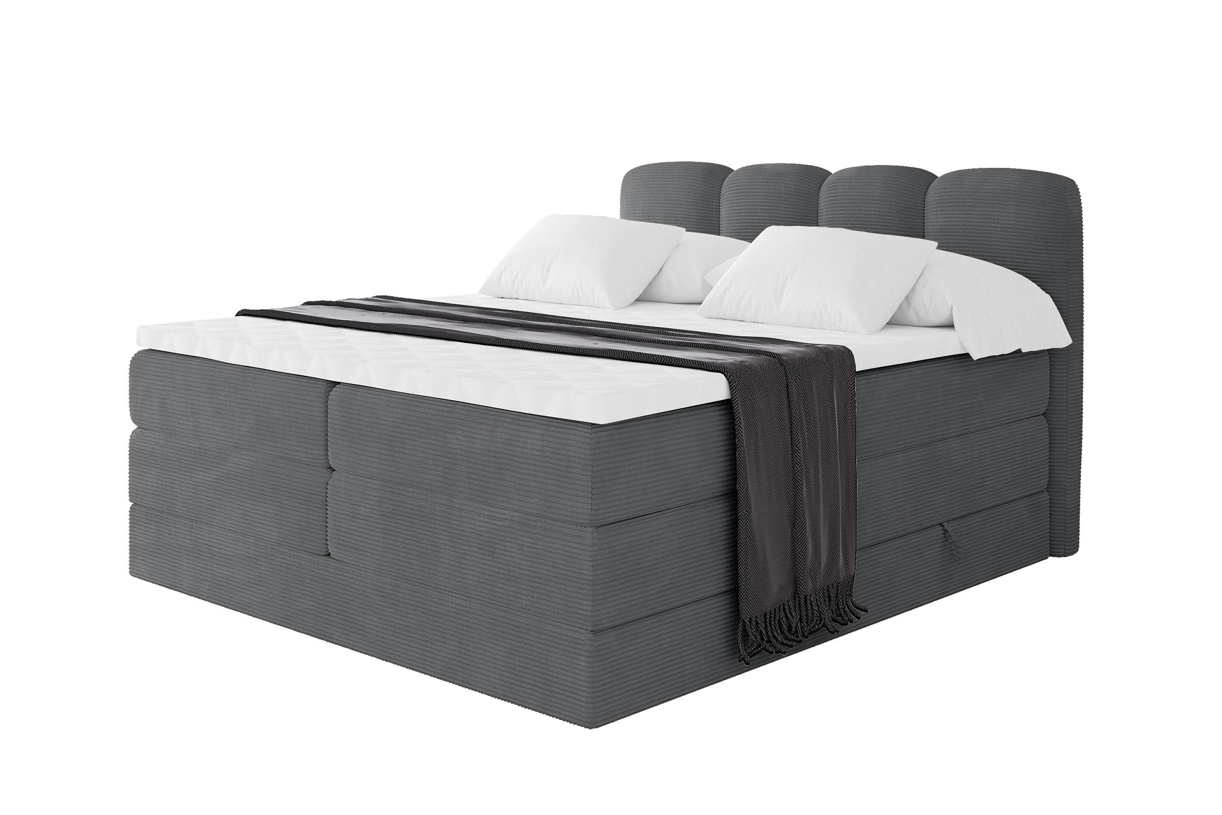 BOXBETT mit Matratze H3|H4 - NINA KING - 120x200 cm - Dunkelgrau - Taupe, Holzwerkstoff (120/200cm) - ALTDECOR