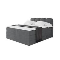 BOXBETT mit Matratze H3|H4 - NINA KING - 180x200 cm - Dunkelgrau - Taupe, Holzwerkstoff (180/200cm) - ALTDECOR