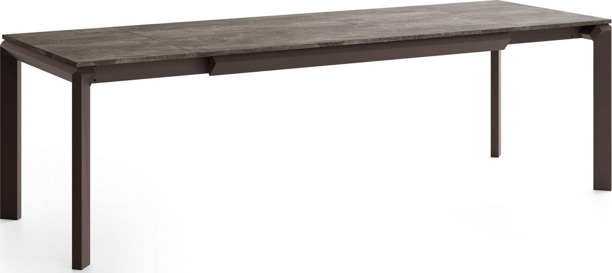 ESSTISCH Elan rechteckig ausziehbar verlängerbar mit Braunen Metallbeinen, Beton Dunkelgrau 160-250/90/76 cm - Dunkelgrau/Braun, Holzwerkstoff/Metall (90/250/76cm) - WFL GROUP
