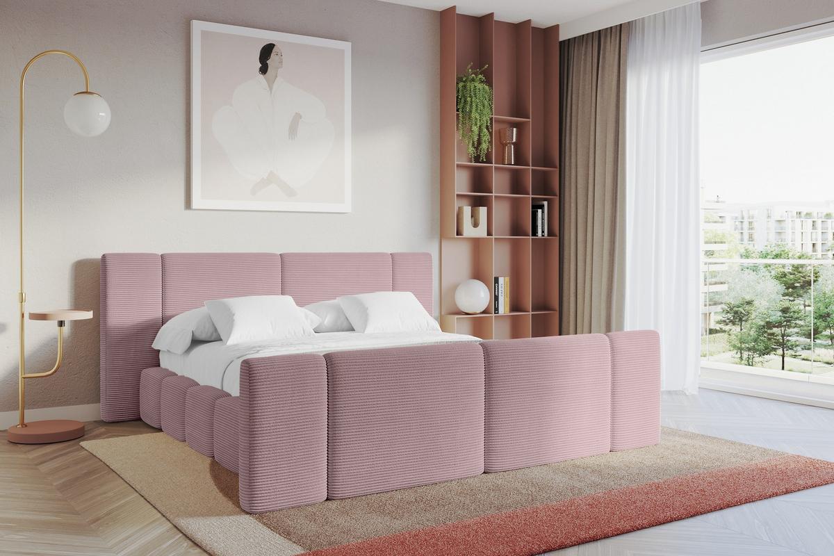 POLSTERBETT mit Bettkasten, Fußteil und Lattenrost, Bett mit Matratze H3/H4 - NILO-Z 120x200 Rosa - Rosa, Holzwerkstoff/Textil (120/200cm) - ALTDECOR