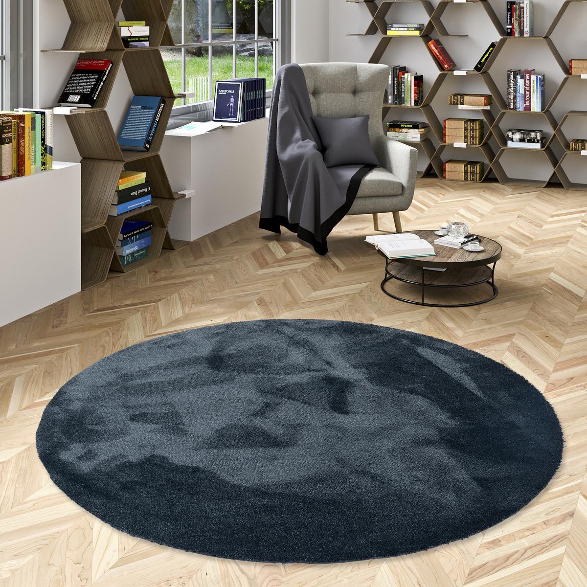 SUPER SOFT HOCHFLORTEPPICH LIVORNO RUND - Anthrazit, Textil (100/100cm) - Snapstyle