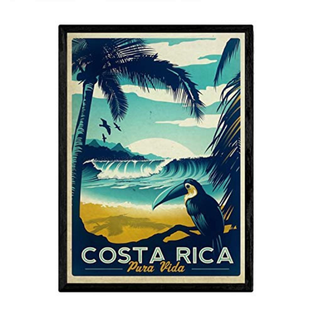 POSTER Vintage Costa Rica A3 Schwarzer Rahmen - Schwarz, Papier (29.7/5/42cm) - Nacnic