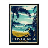 POSTER Vintage Costa Rica A3 Schwarzer Rahmen - Schwarz, Papier (29.7/5/42cm) - Nacnic