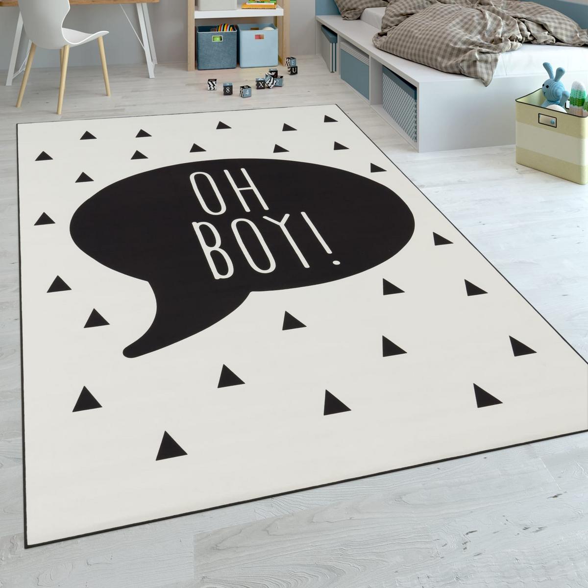KINDERTEPPICH, mit Sprechblasenmuster, Schwarz, 140 x 200 cm - Schwarz, Textil (140/200cm) - KADIMA DESIGN