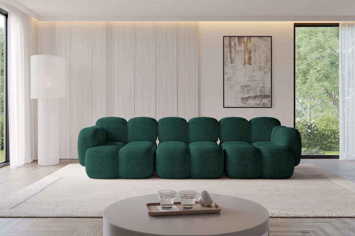 3-SITZER modulares Sofa Miko-S2 300x118x75 cm Grün Velours - Schwarz/Grün, Holzwerkstoff/Kunststoff (300/75/118cm) - ALTDECOR