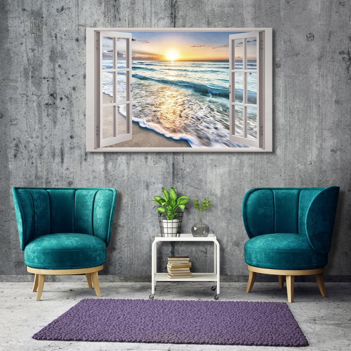 LEINWANDBILDER Strand Meer Modern 120x80 - Multicolor, Holzwerkstoff (120/80cm) - Wallarena