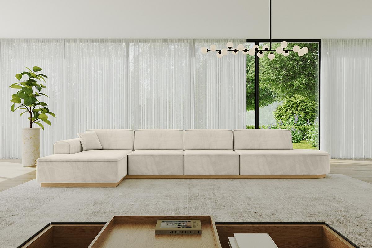 ECKSOFA Ottomane Links IREA-L3-v2 - 413x171x83 cm Dunkelgrau - Ecru, Holzwerkstoff/Textil (413/171cm) - ALTDECOR