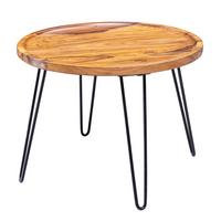 COUCHTISCH aus Sheeshamholz mit Haarnadelbeinen, modernem Design und großer Ablagefläche - Schwarz/Braun, Holz/Metall (60/60/45cm) - KADIMA DESIGN