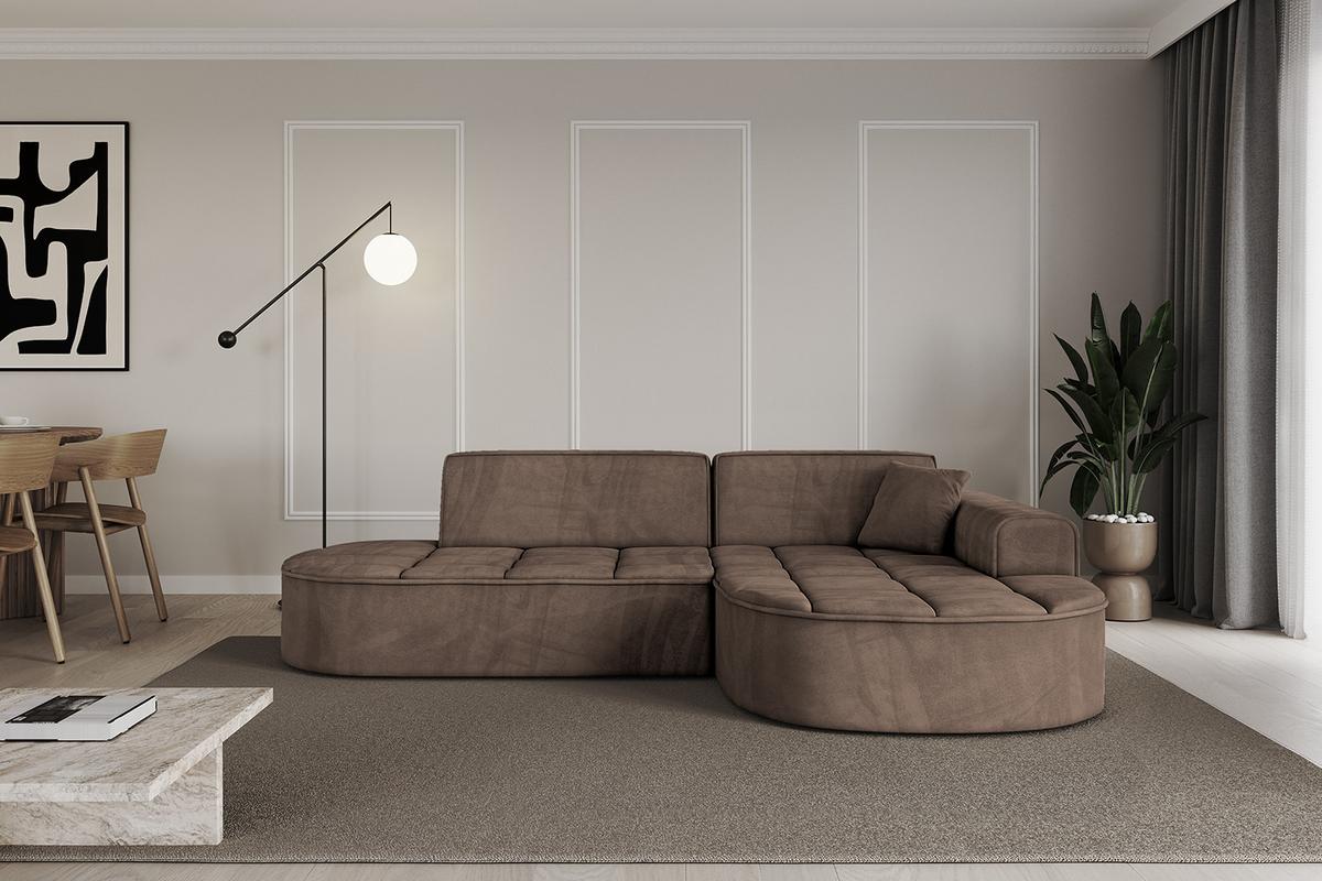 ECKSOFA Ottomane Rechts TARO-L1 - 243x171x79,5 cm Braun - Braun, Holzwerkstoff/Textil (243/171cm) - ALTDECOR