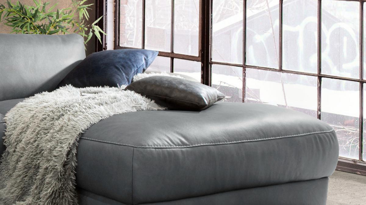 ECKSOFA MOTORISCHER RELAXFUNKTION LOLA Grau Leder Relaxfunktion - Schwarz/Grau, Leder (233/178cm) - KAWOLA