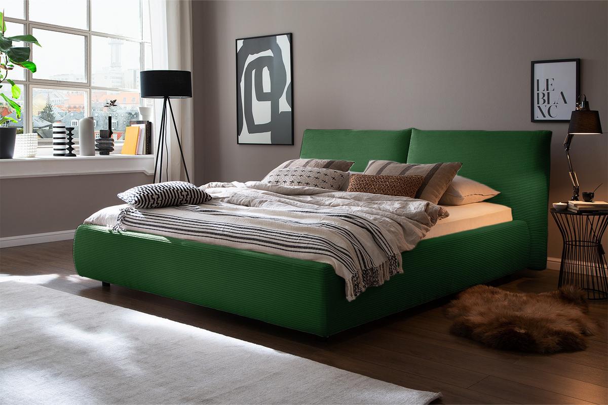 POLSTERBETT HENRY Smaragdgrün Cord - Smaragdgrün, Textil (200/200cm) - KAWOLA