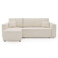 ECKSOFA Prato L Beige - Beige/Schwarz, Holz/Textil (253/145cm) - Graingold